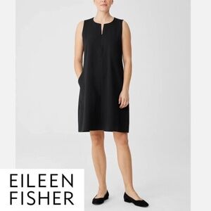 Eileen Fisher Ponte Zip Front Sleeveless Short Dress/Jumper Black Size M